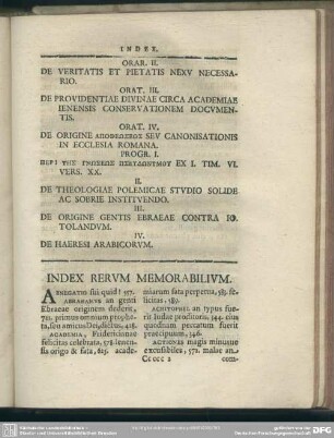 Index Rerum Memorabilium