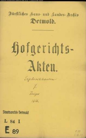 Erpbrockhausen, Hernich gegen Johann Krüger zu Heiden - Schuldforderung