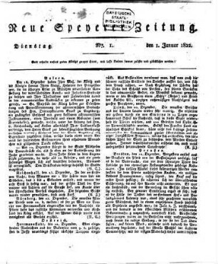 Neue Speyerer Zeitung. 1822