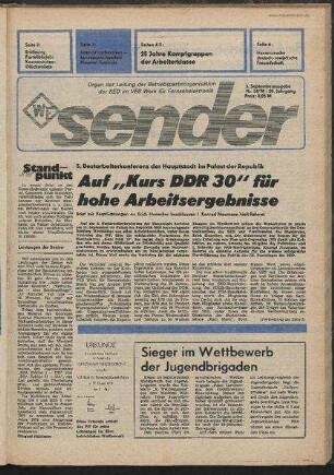 Betriebszeitung 'WF-Sender', Nr.34/1978 (3. Septemberausgabe 1978)