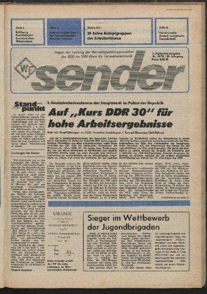 Betriebszeitung 'WF-Sender', Nr.34/1978 (3. Septemberausgabe 1978)
