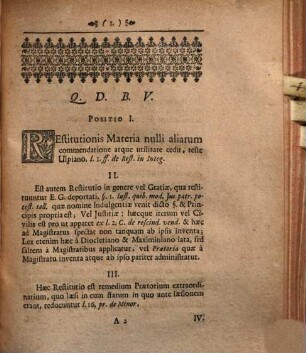 Positiones iur. ex intricato argumento restitutionum in integrum