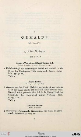 I. Gemälde (Nr. 1-132)