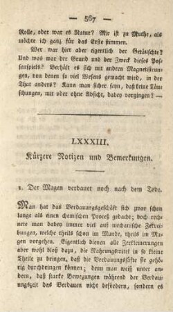 LXXXIII. Kürzere Notizen und Bemerkungen