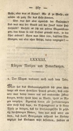LXXXIII. Kürzere Notizen und Bemerkungen