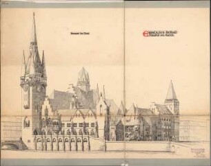 Stadthaus Schinkelwettbewerb 1898: Perspektivische Ansicht von Süden