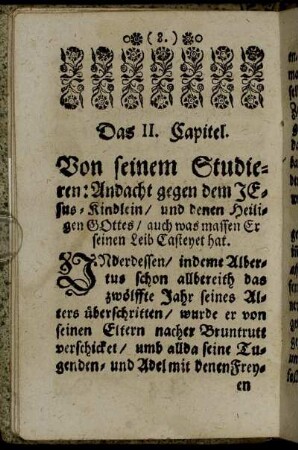 Das II. Capitel. Von seinem Studieren: [...]