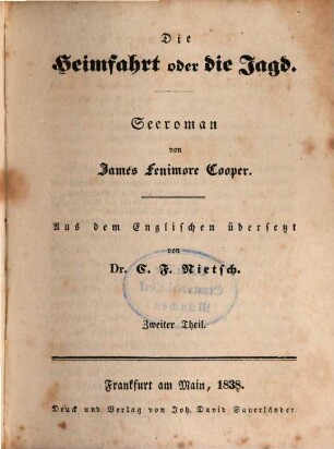 J. F. Coopers sämmtliche Werke, Bdch. 121 - 123 : Th. 2