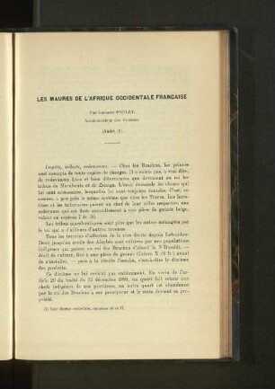 Les Maures de l'Afrique occidentale francaise