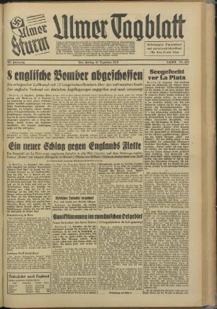 Ulmer Tagblatt : Ulmer Sturm : alleiniges Amtsblatt und parteiamtliches Blatt für den Kreis Ulm