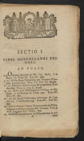 Sectio I. Libri Miscellanei Priores