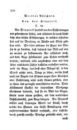 Dritter Abschnitt. Von der Dioptrik