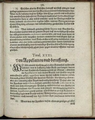 Titul. XXXI. Von Appellation und beruffung