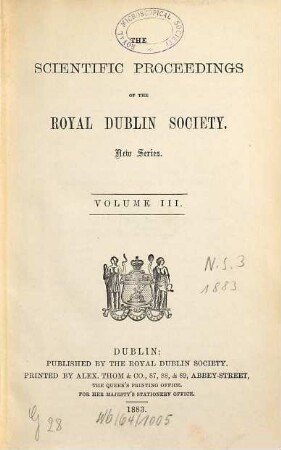 The scientific proceedings of the Royal Dublin Society, 3. 1883