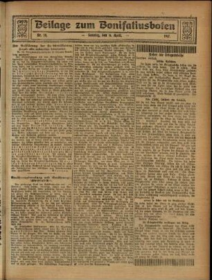 Zweite Ausgabe vom Sonntag, den 08. April 1917.