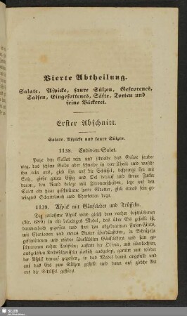 Erster Abschnitt. Salate, Aspicke und saure Sülzen