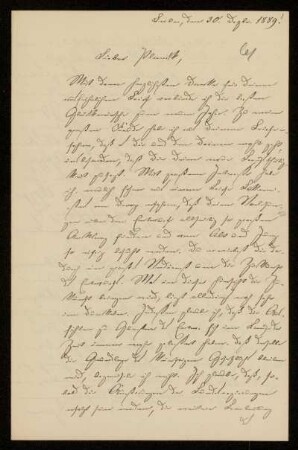 61: Brief von Hermann Struckmann an Gottlieb Planck, Berlin, 30.12.1889