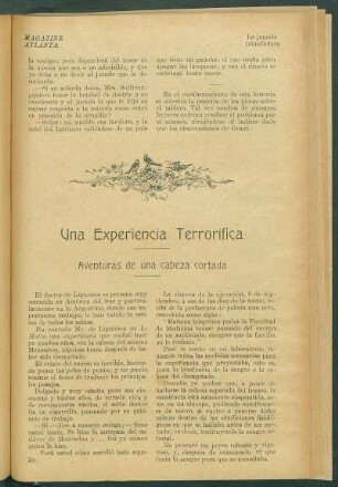 Una Experiencia Terrorífica : Aventuras de una cabeza cortada