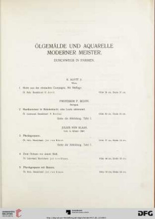 Ölgemälde und Aquarelle moderner Meister (Nr. 1-145)
