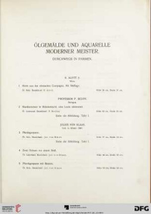Ölgemälde und Aquarelle moderner Meister (Nr. 1-145)