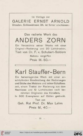 [Im Verlage der Galerie Ernst Arnold]