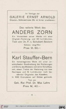 [Im Verlage der Galerie Ernst Arnold]