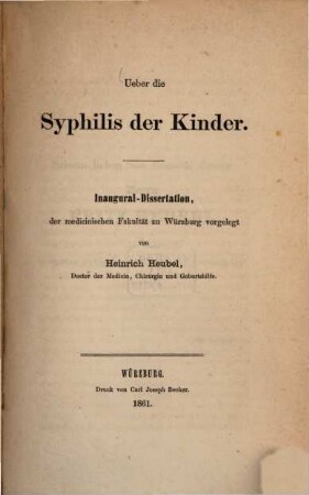 Ueber die Syphilis der Kinder