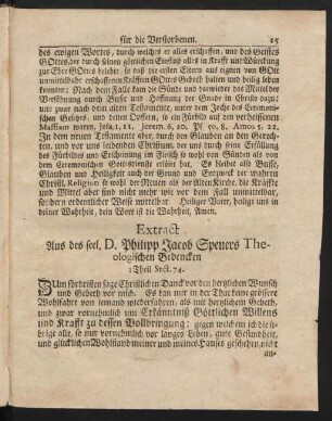 Extract Aus des seel. D. Philipp Jacob Speners Theologischen Bedencken
