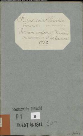 Zivilstandsregister der katholischen Gemeinde Verne, Kreis Büren (GHT 1812) (Gemeinde: Katholische Gemeinde Verne)