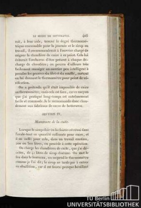 SECTION IV Manoeuvre de la cuite.