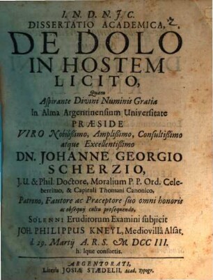 Diss. acad. de dolo in hostem licito