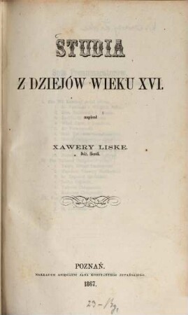 Studia z dziejów wieku XVI