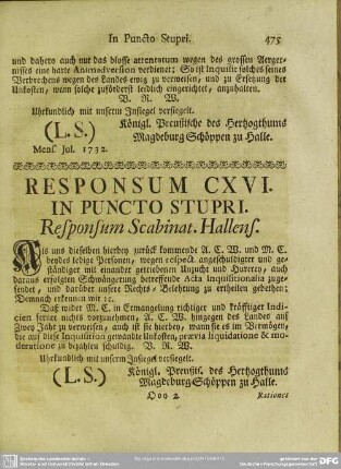 Responsum CXVI. In Puncto Stupri