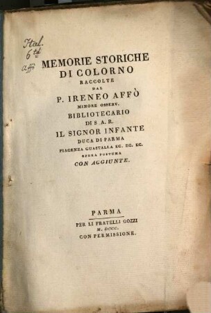 Memorie storiche di Colorno : Opera postuma con aggiunte