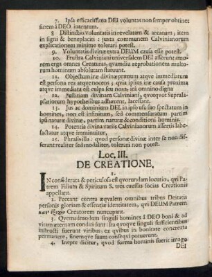 Loc. III. De Creatione