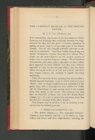 The Currency Problem in the British Empire.