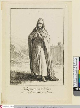 Religieuse de l'Ordre de St Bazile en habit de Choeur [Religiöse vom Orden des Hl. Basilius in Chorkleidung]
