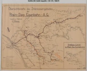 Übersichtsplan, Übersichtskarte der RSE mit Ergänzung des Streckenabbaus. Omnibusnetzplan.