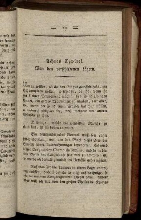 Achtes Capitel. Von den verschiedenen Lägern