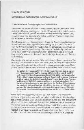 Dimensionen fachextemer Kommunikation