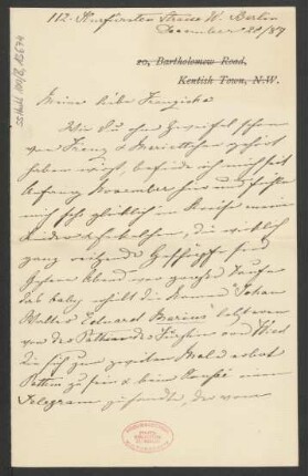Brief an Franziska Rummel : 20.12.1887