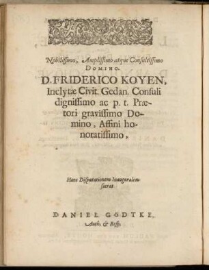 ... Domino D. Friderico Koyen ...