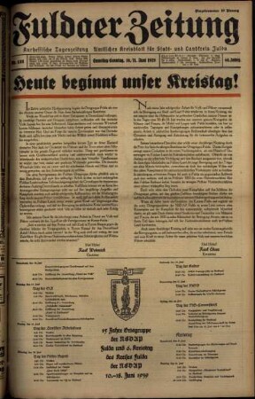 Ausgabe vom Samstag, den 10. Juni 1939.