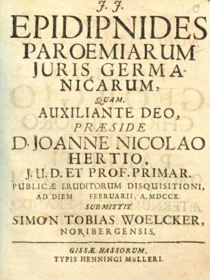 Epidipnides Paroemiarum Juris Germanicarum