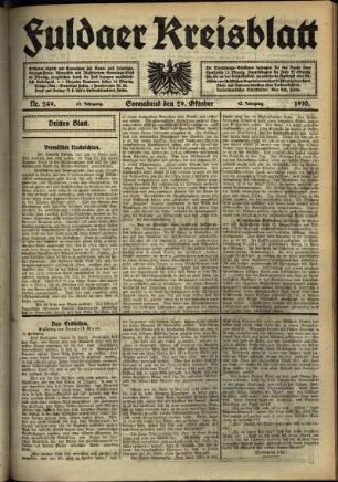 Dritte Ausgabe vom Samstag, den 29. Oktober 1910.