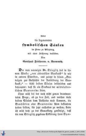 2. Über die sogenannten symbolischen Säulen im Dome zu Würzburg.