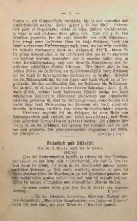Gesundheit und Schönheit.