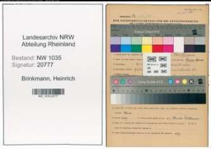 Entnazifizierung Heinrich Brinkmann , geb. 25.07.1891 (Maschinist)