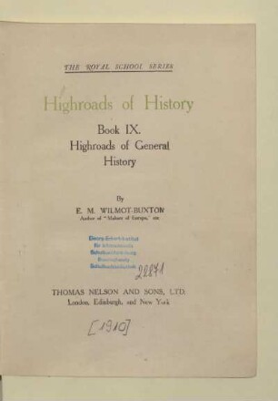 Book 9: Highroads of general history
