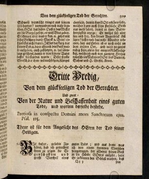 309-310, Pretiosa in conspectu Domini mors ...; Austheilung